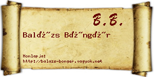 Balázs Böngér névjegykártya